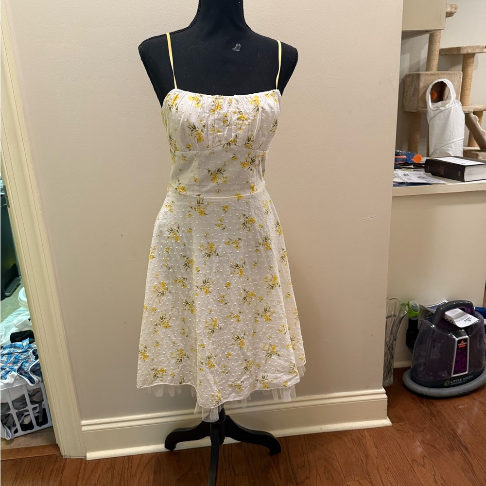 Ruby Rox Floral White and Yellow Summer Dress